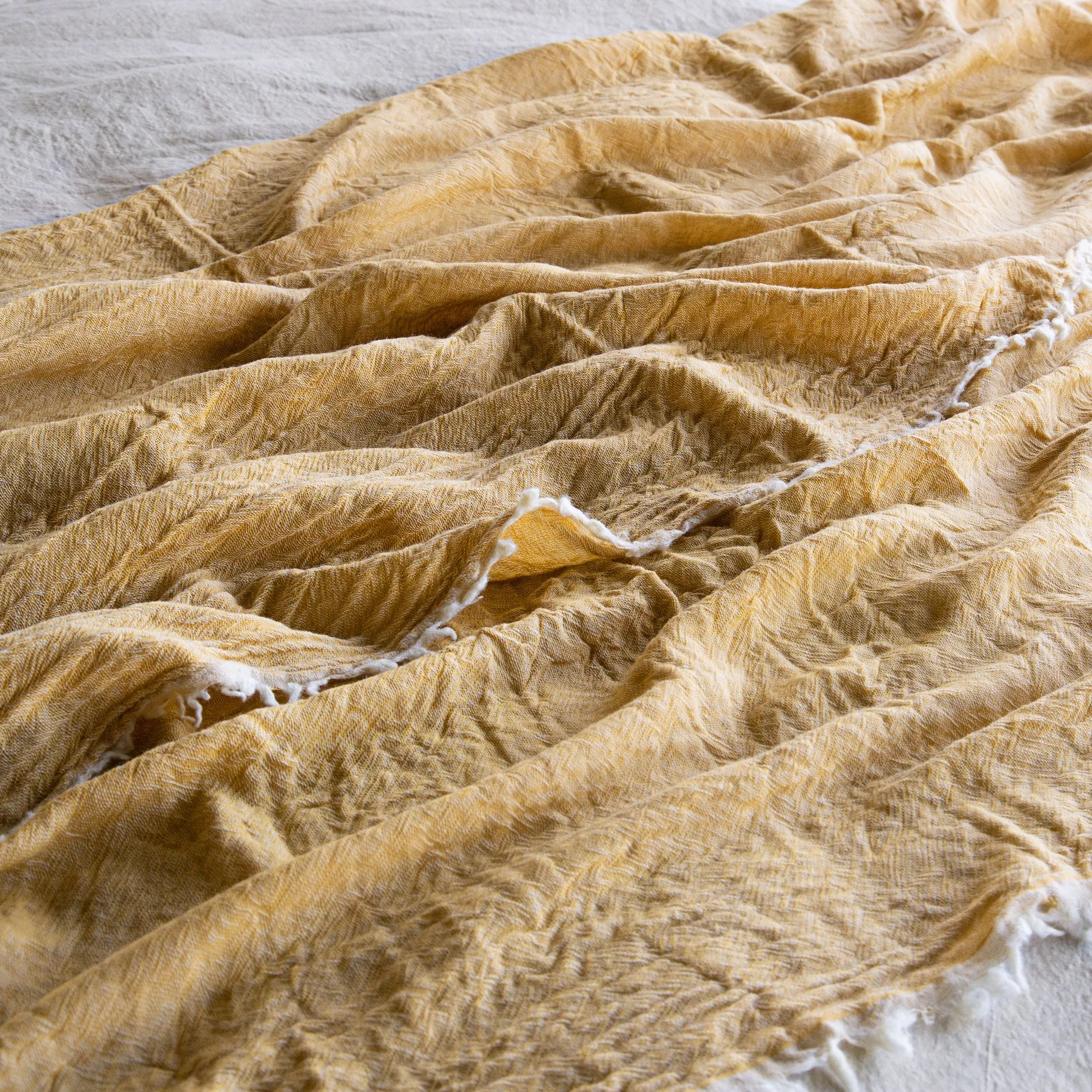 Crush Merino Wool Blanket - Oro Melange