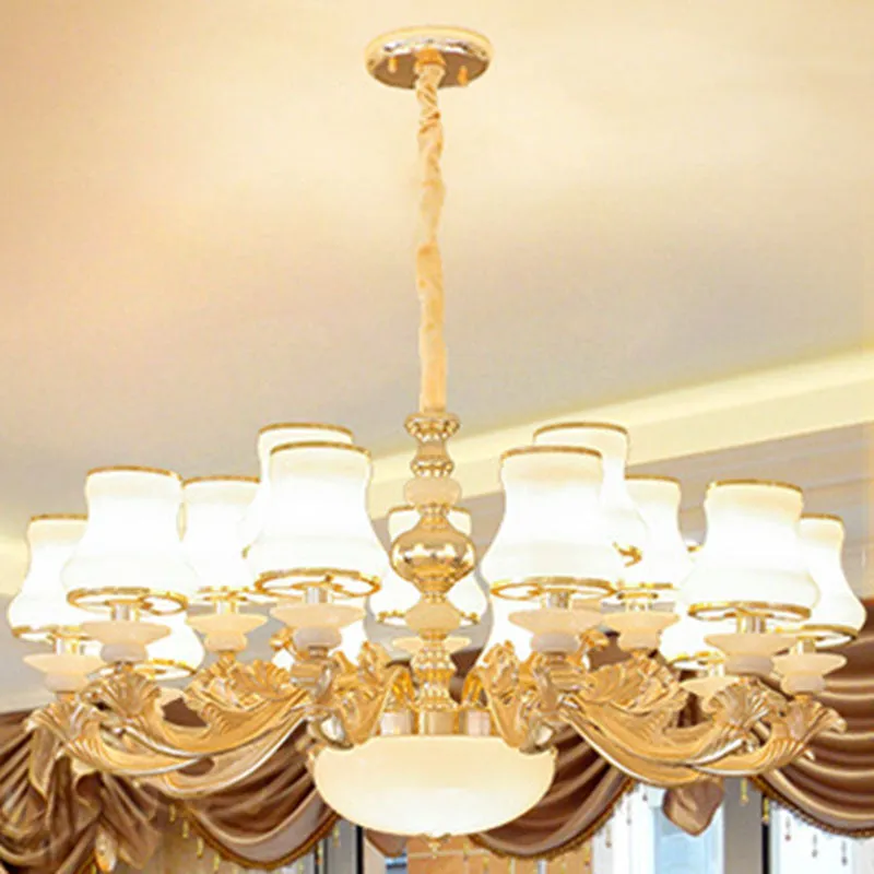 Curved Opaline Glass Chandelier for Elegant Living Room Ceiling Lighting