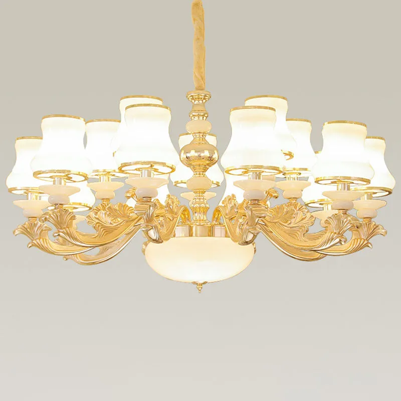 Curved Opaline Glass Chandelier for Elegant Living Room Ceiling Lighting