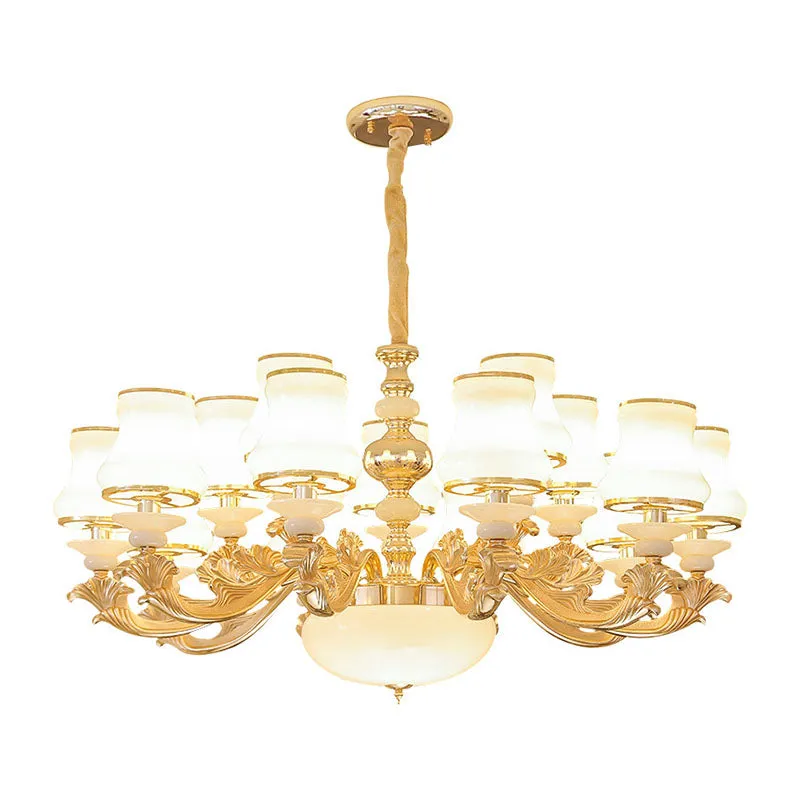 Curved Opaline Glass Chandelier for Elegant Living Room Ceiling Lighting