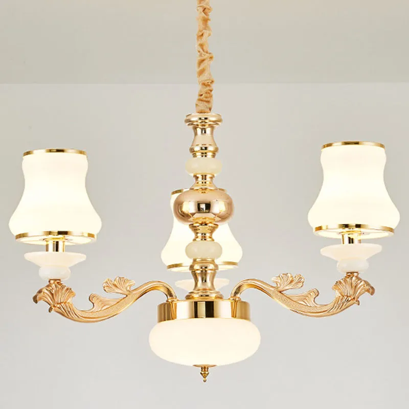 Curved Opaline Glass Chandelier for Elegant Living Room Ceiling Lighting
