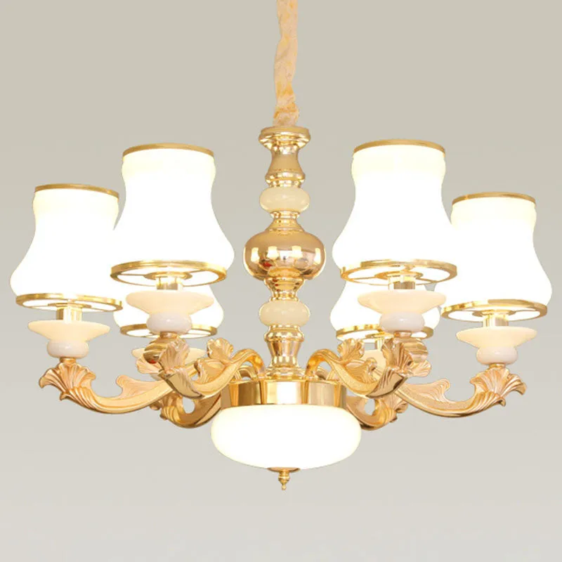 Curved Opaline Glass Chandelier for Elegant Living Room Ceiling Lighting
