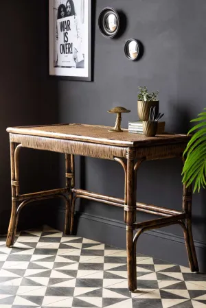 Dark Brown Rattan Console