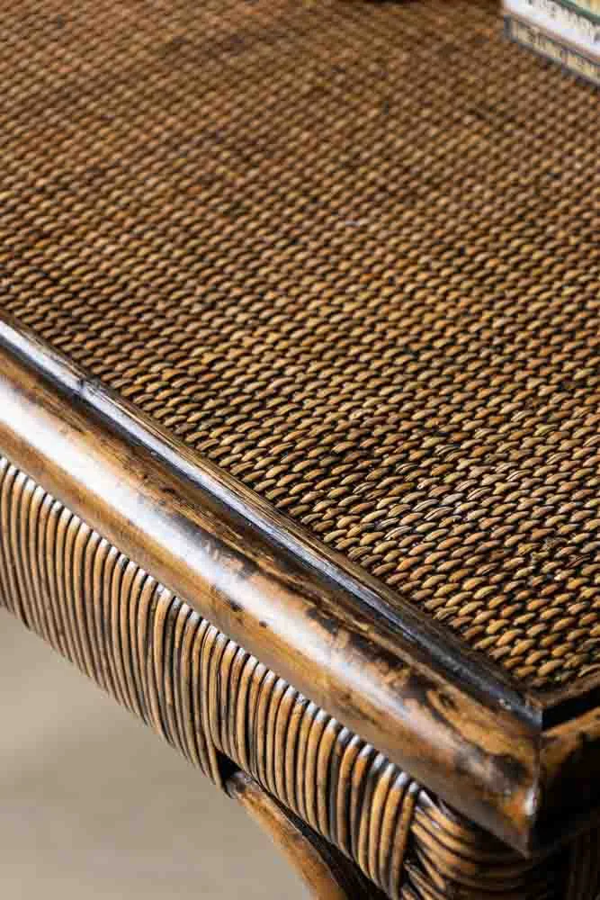 Dark Brown Rattan Console