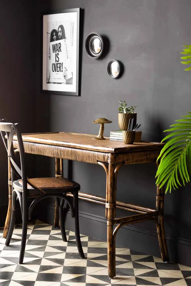 Dark Brown Rattan Console