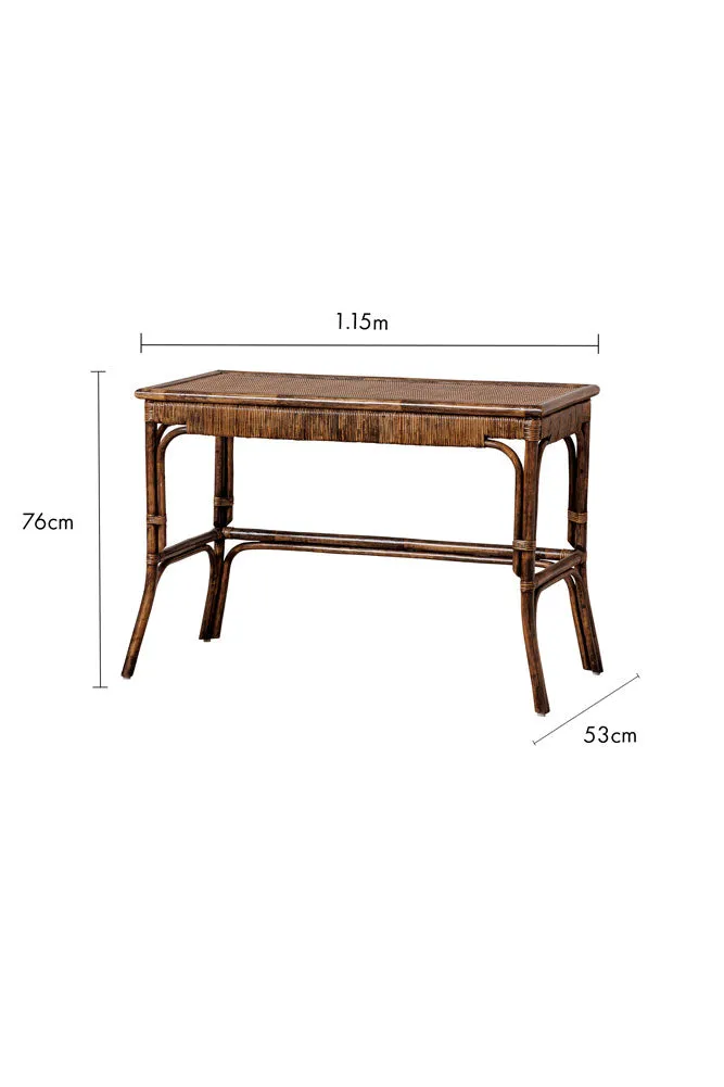 Dark Brown Rattan Console