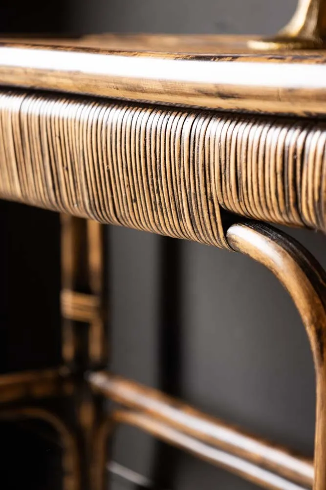 Dark Brown Rattan Console