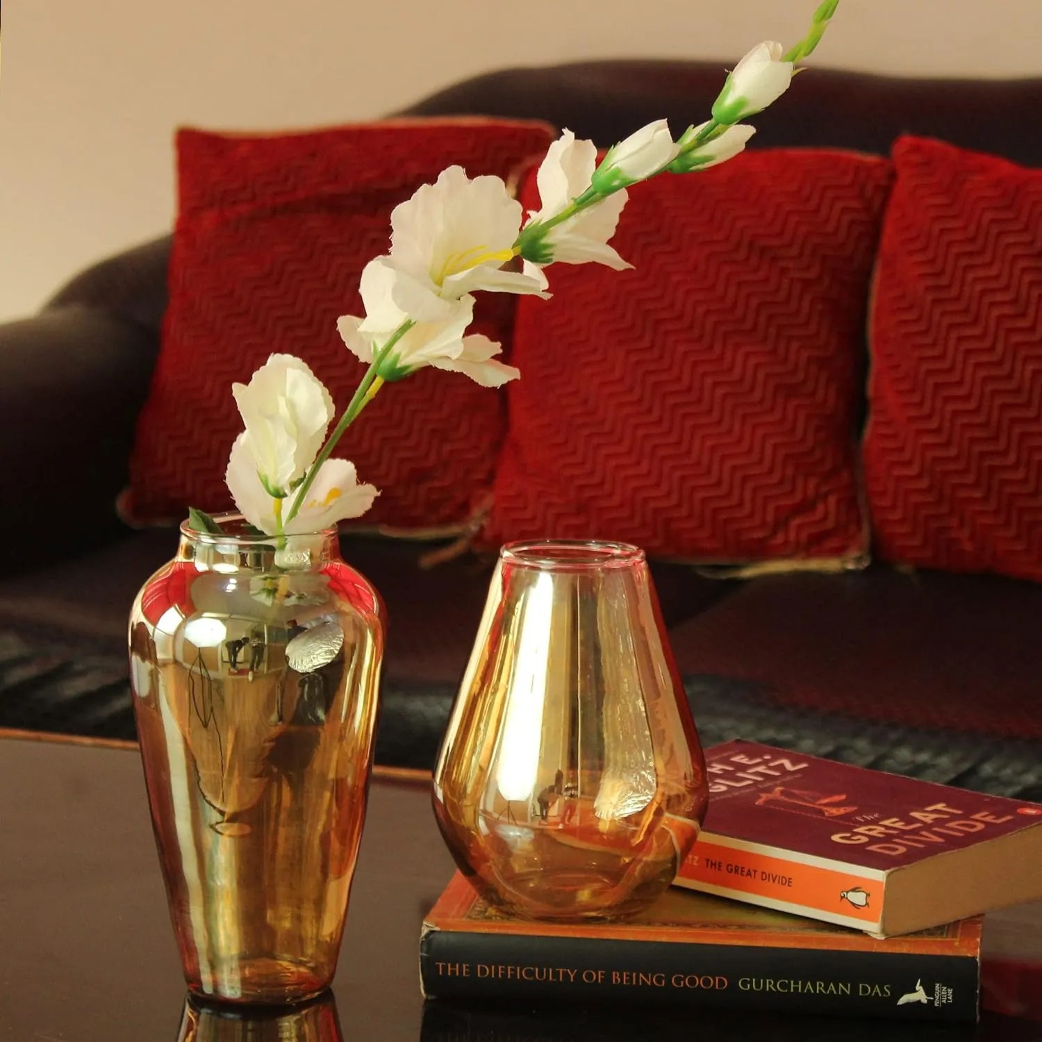 DECORATIVE GLASS VASE - PACK OF 2