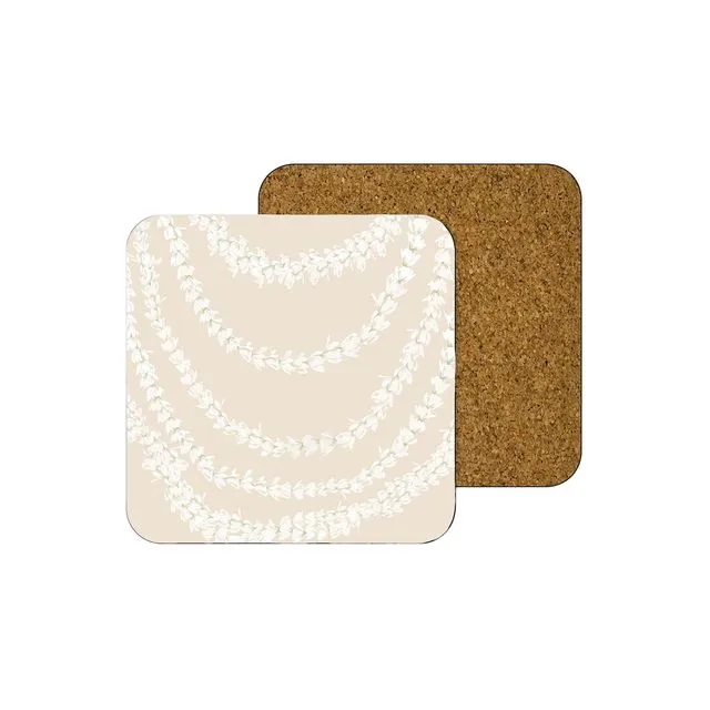 Drapping Pikake Lei MDF Coaster