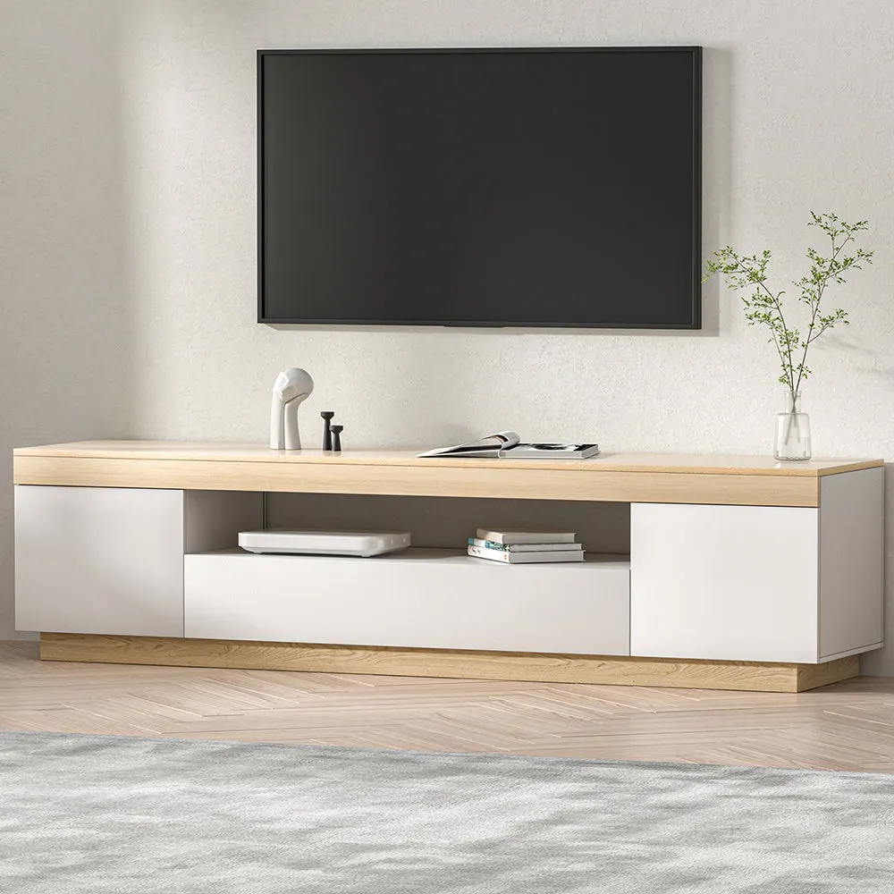 Dual-Tone TV Cabinet Stand, 180CM, White Wood - Artiss