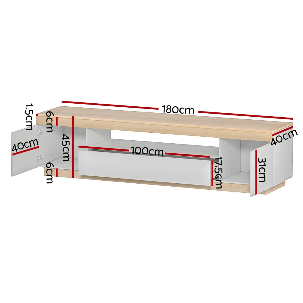 Dual-Tone TV Cabinet Stand, 180CM, White Wood - Artiss