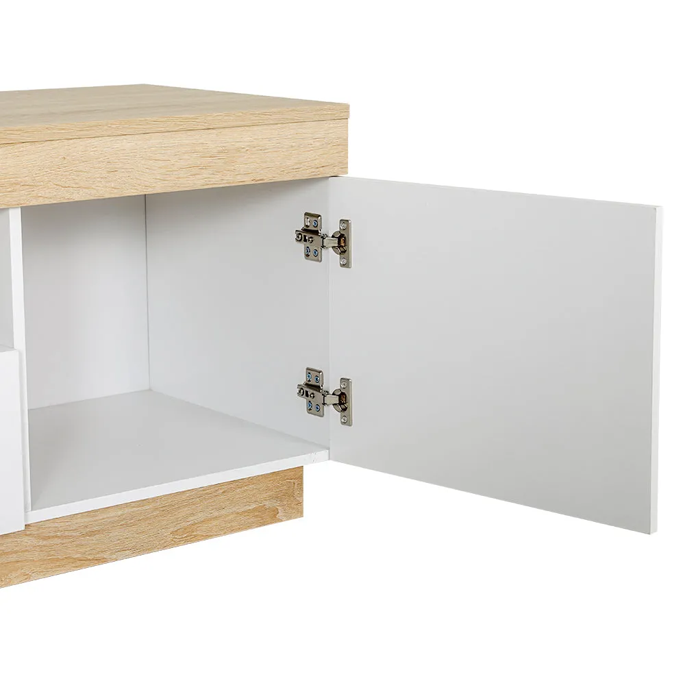 Dual-Tone TV Cabinet Stand, 180CM, White Wood - Artiss