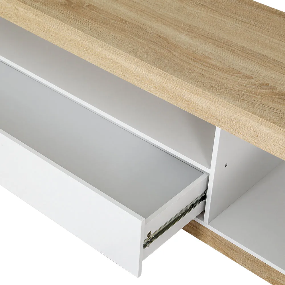 Dual-Tone TV Cabinet Stand, 180CM, White Wood - Artiss