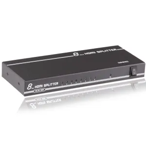 Duronic HDMI Splitter Box HS18 - 8 Way | 1080p High Definition 3D Enabled | Displays 1 Source to Multiple Screens | Computer, Laptop, Games Console