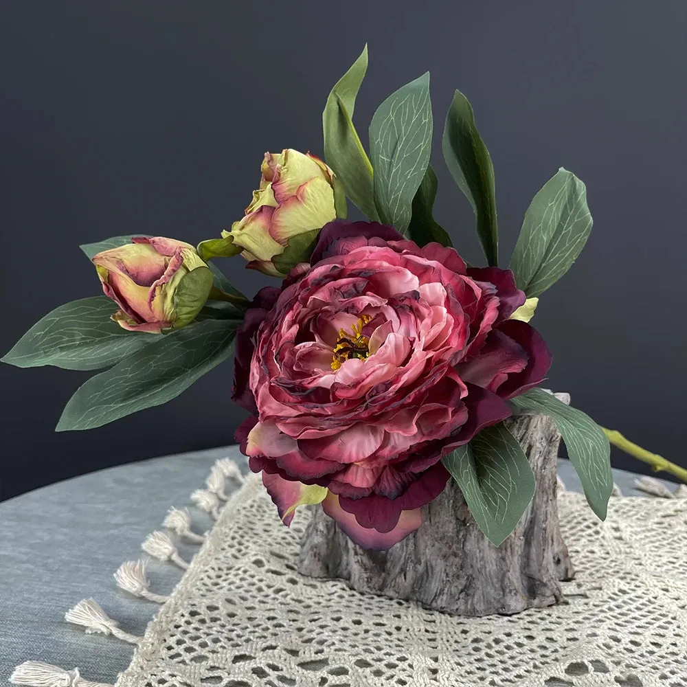 Dusk Burgundy Peony Stem (silk)