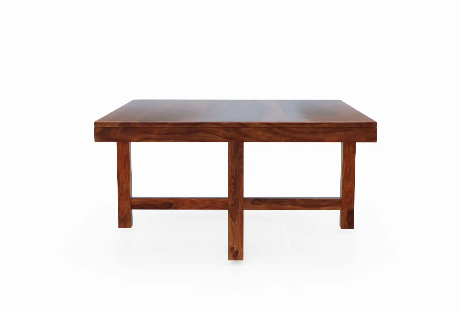 EBANSAL Wooden Centre Table with 4 Stool, Square Center Coffee Table with Stool for Living Room, Drawing Room & Office, Solid Sheesham Wood, Natural Brown Finish