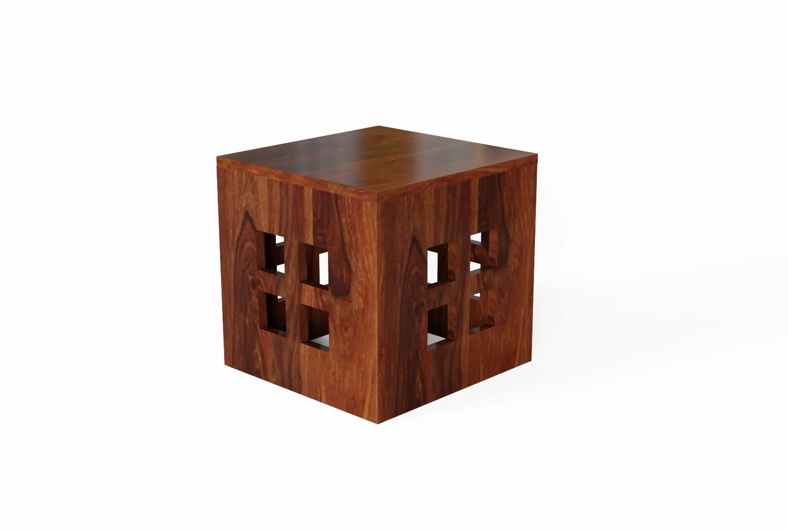 EBANSAL Wooden Centre Table with 4 Stool, Square Center Coffee Table with Stool for Living Room, Drawing Room & Office, Solid Sheesham Wood, Natural Brown Finish