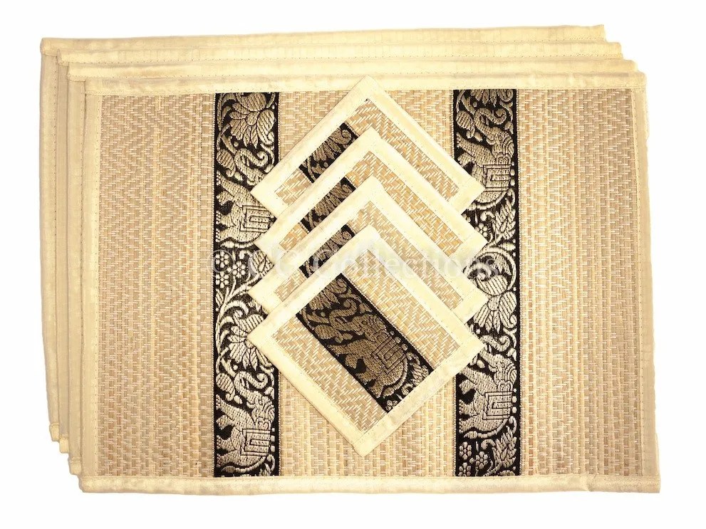 Eco-Friendly Hand-Woven Wicker Reed Thai Style Placemats and Coasters