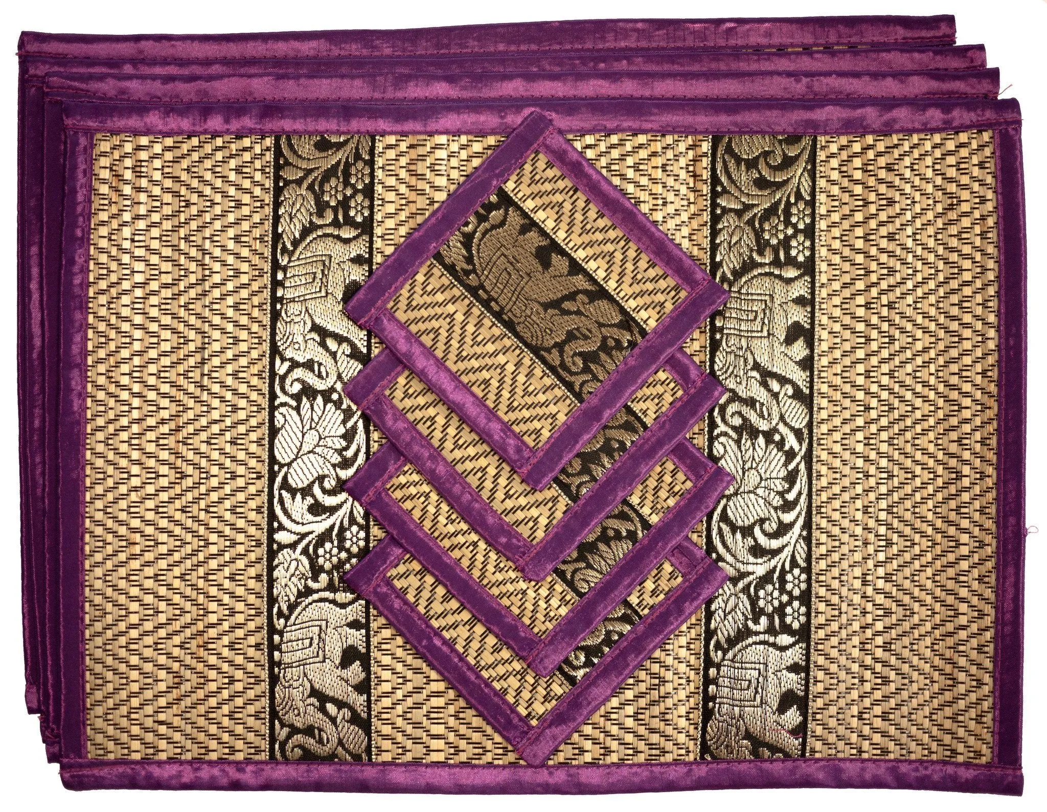 Eco-Friendly Hand-Woven Wicker Reed Thai Style Placemats and Coasters