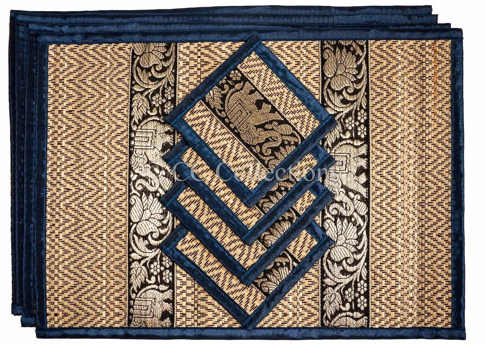 Eco-Friendly Hand-Woven Wicker Reed Thai Style Placemats and Coasters