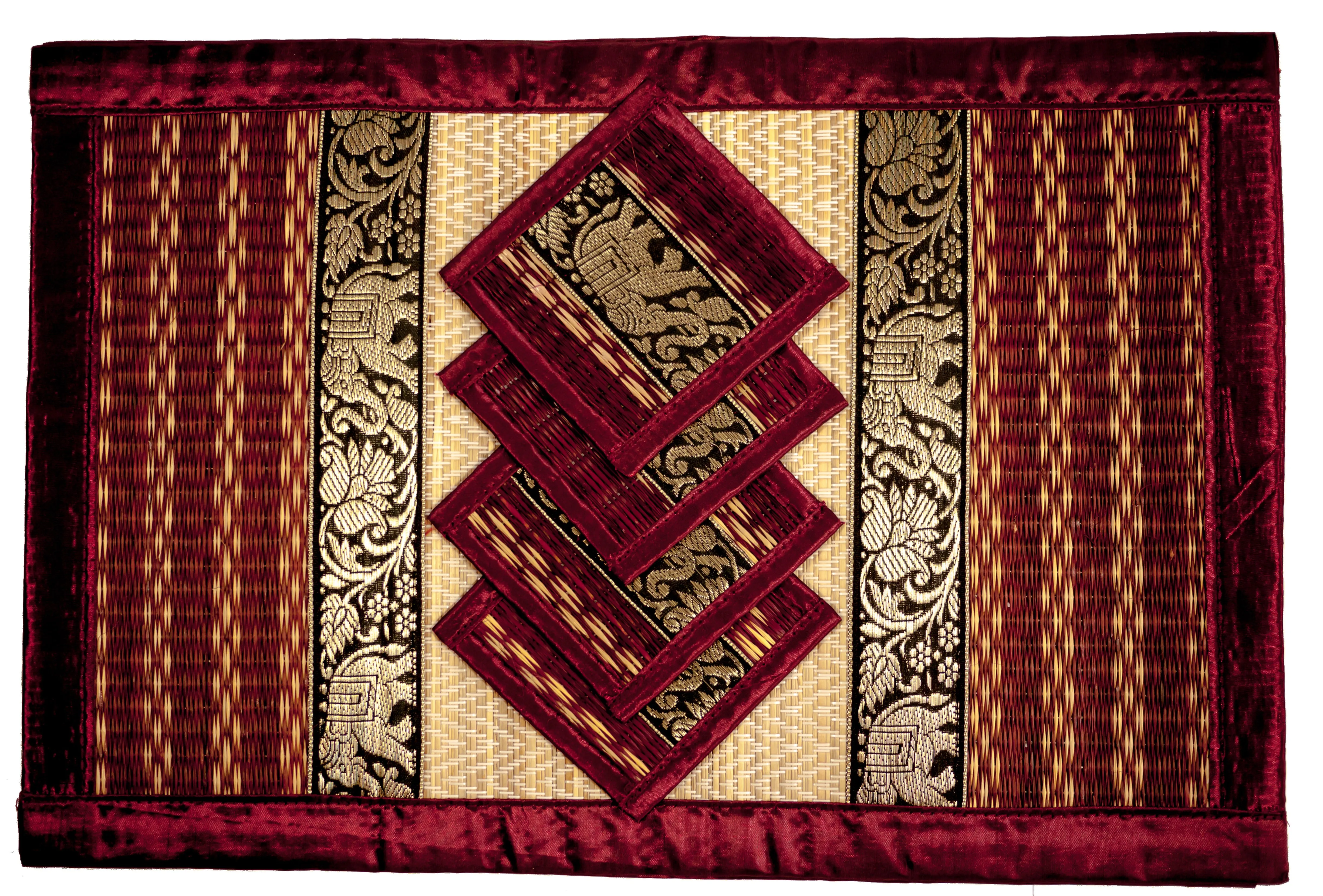 Eco-Friendly Hand-Woven Wicker Reed Thai Style Placemats and Coasters