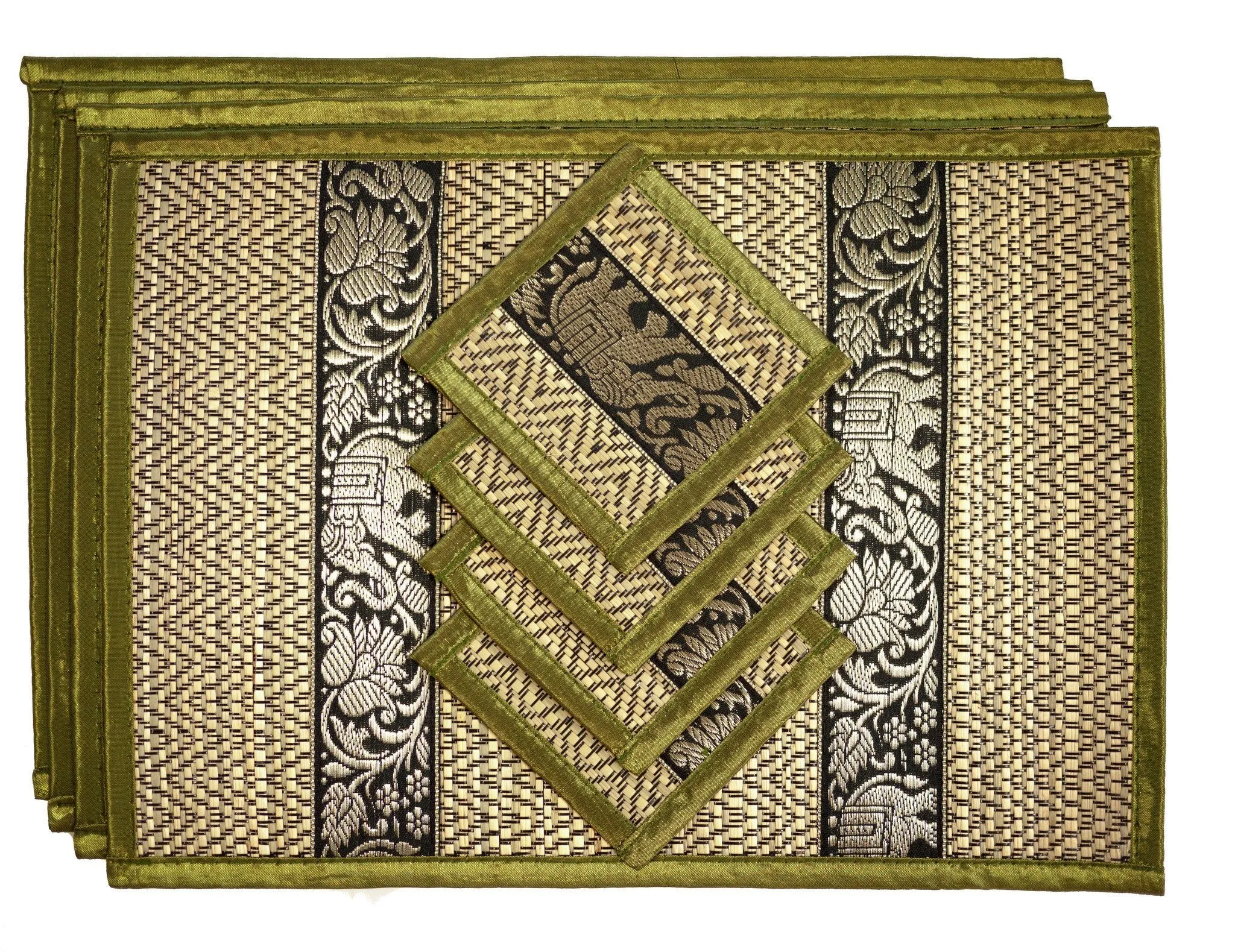 Eco-Friendly Hand-Woven Wicker Reed Thai Style Placemats and Coasters