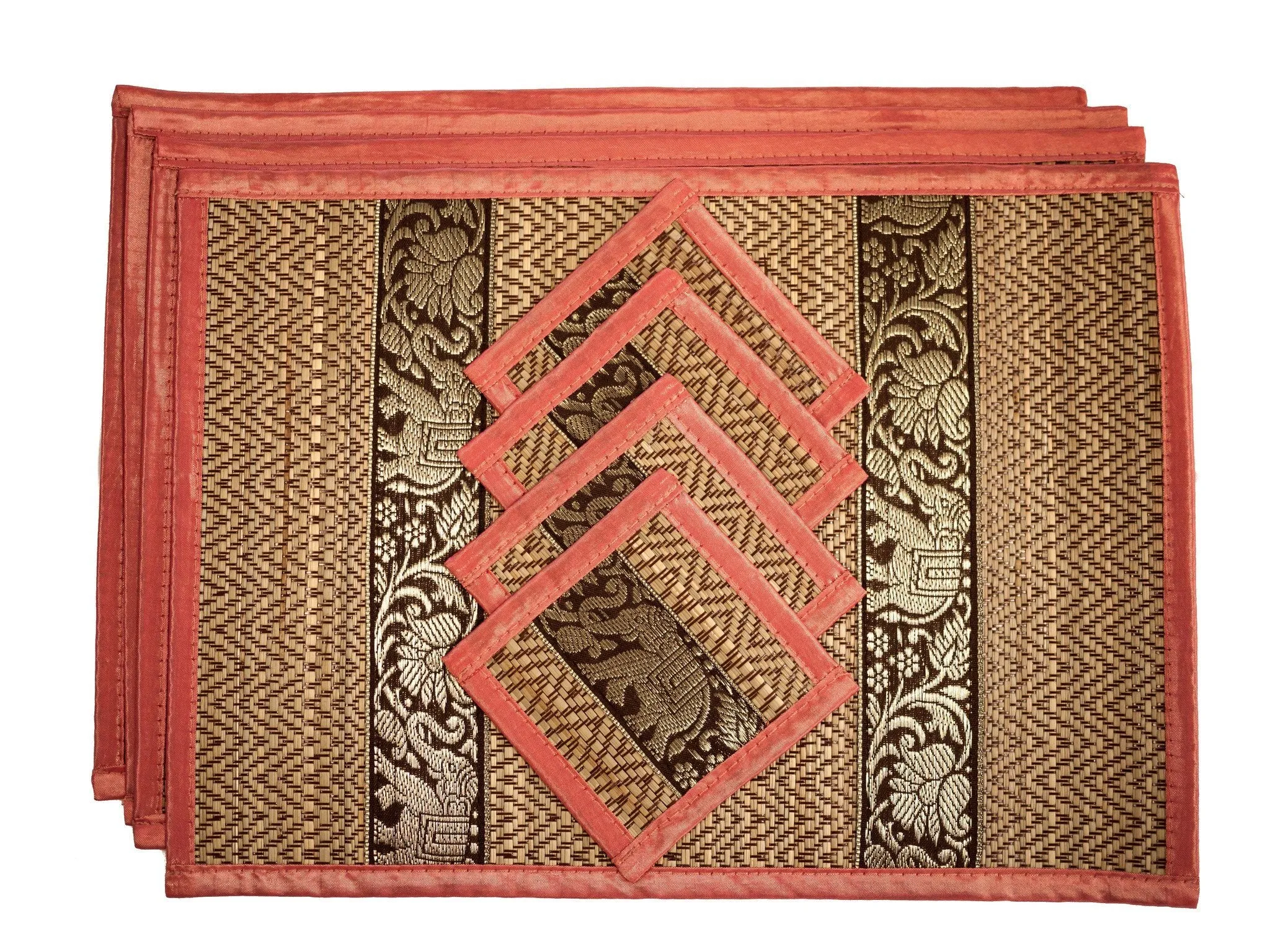 Eco-Friendly Hand-Woven Wicker Reed Thai Style Placemats and Coasters