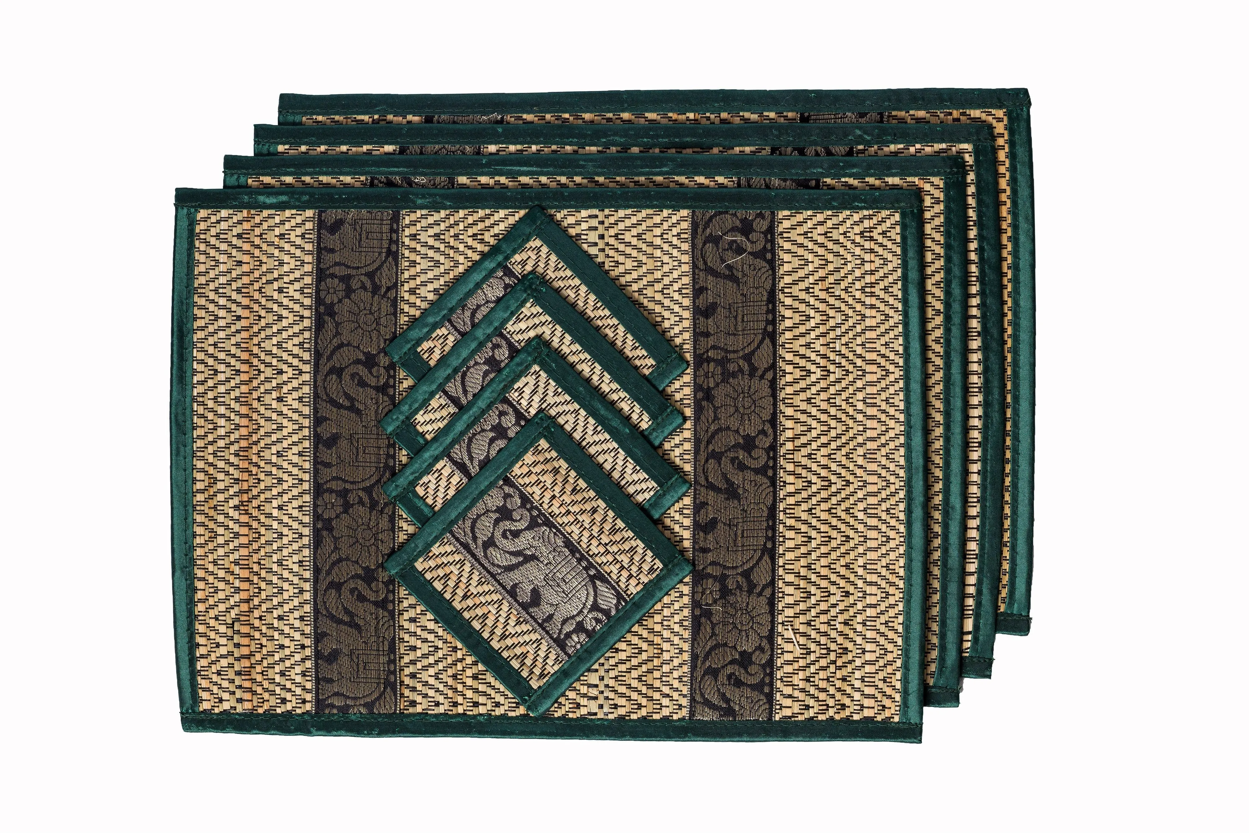 Eco-Friendly Hand-Woven Wicker Reed Thai Style Placemats and Coasters