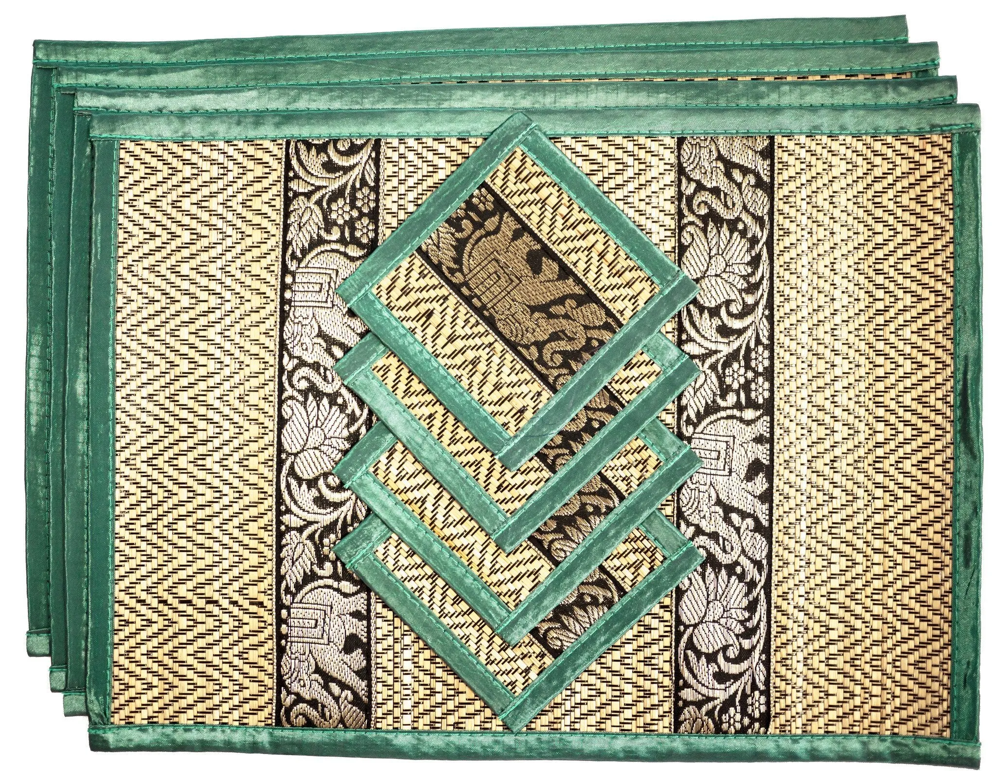 Eco-Friendly Hand-Woven Wicker Reed Thai Style Placemats and Coasters