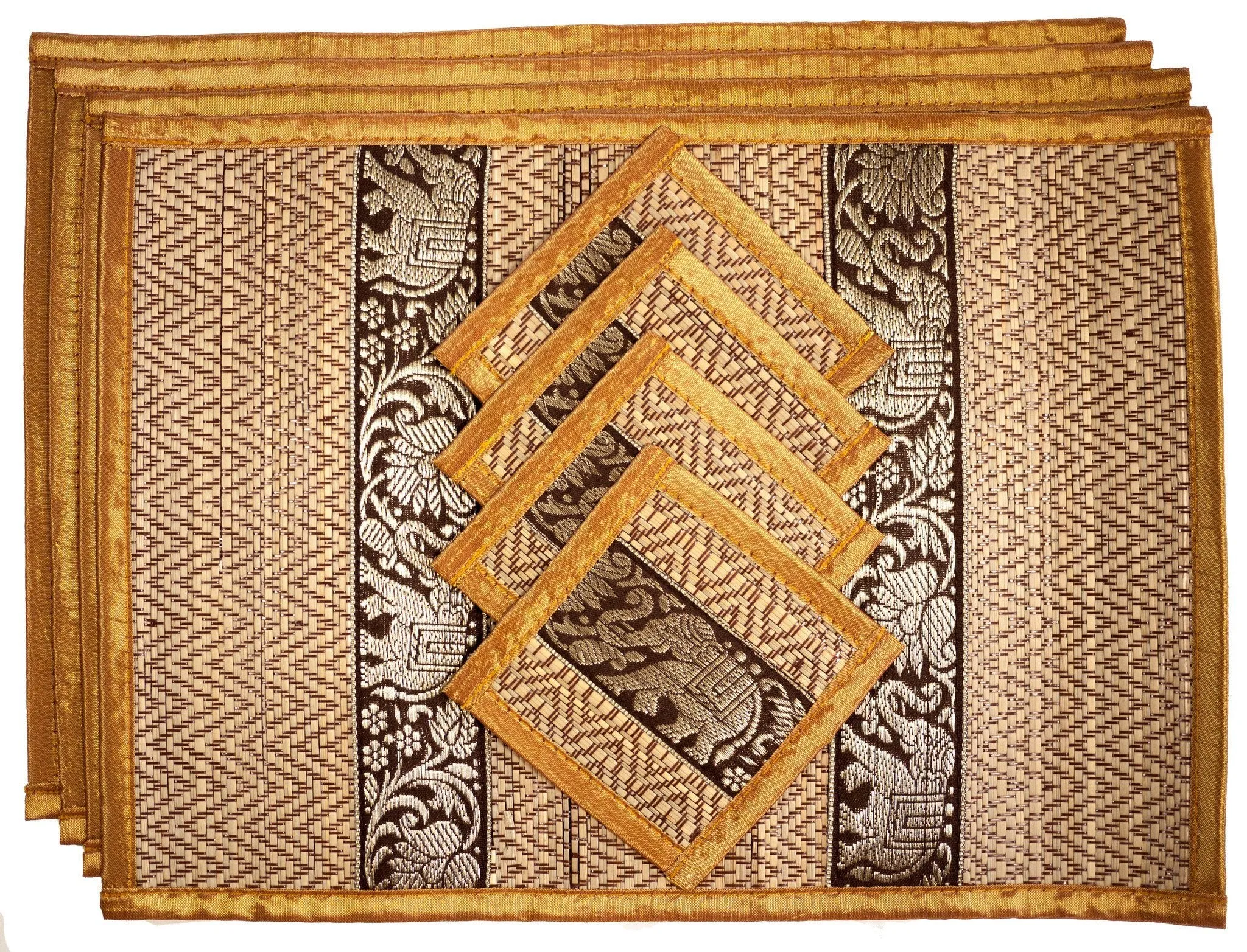 Eco-Friendly Hand-Woven Wicker Reed Thai Style Placemats and Coasters