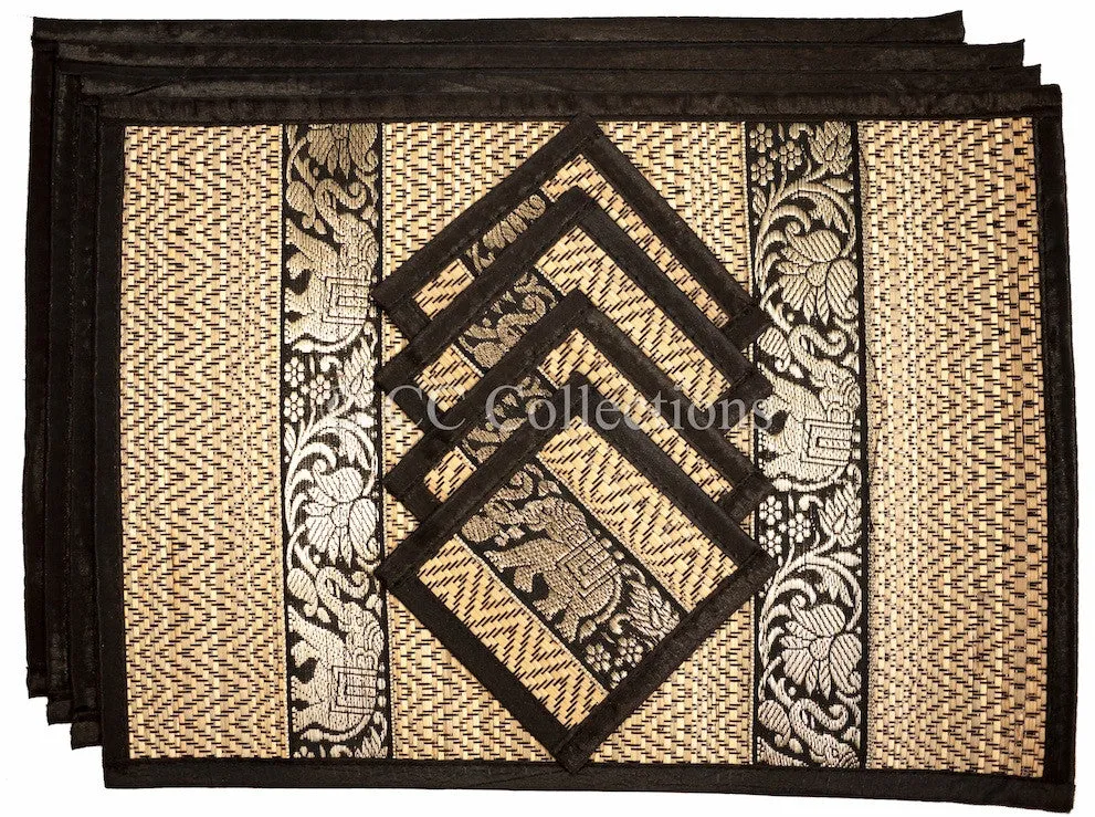 Eco-Friendly Hand-Woven Wicker Reed Thai Style Placemats and Coasters