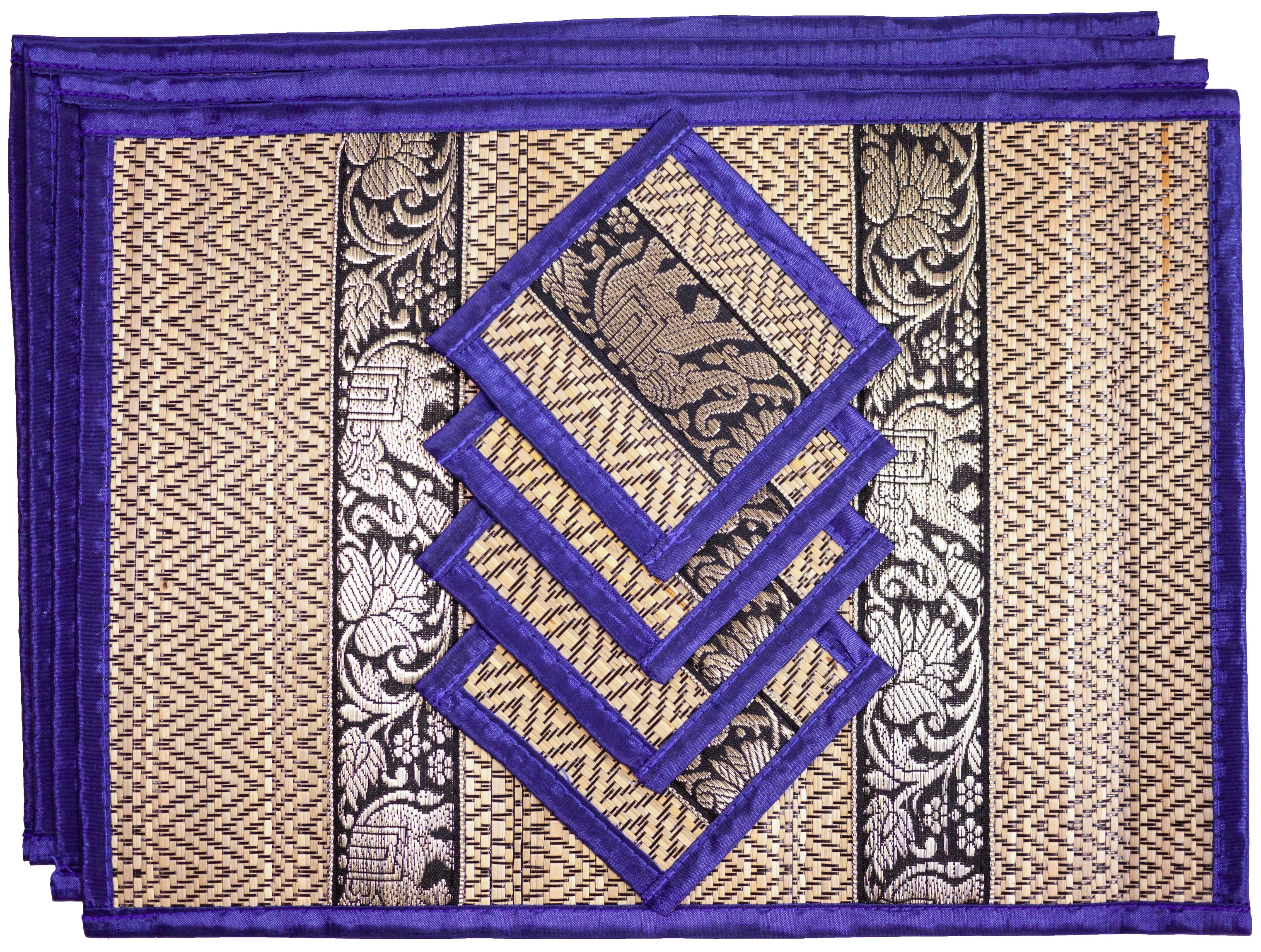 Eco-Friendly Hand-Woven Wicker Reed Thai Style Placemats and Coasters