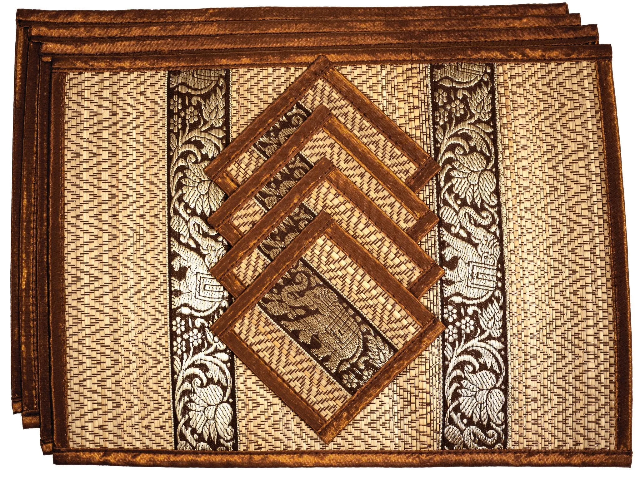 Eco-Friendly Hand-Woven Wicker Reed Thai Style Placemats and Coasters