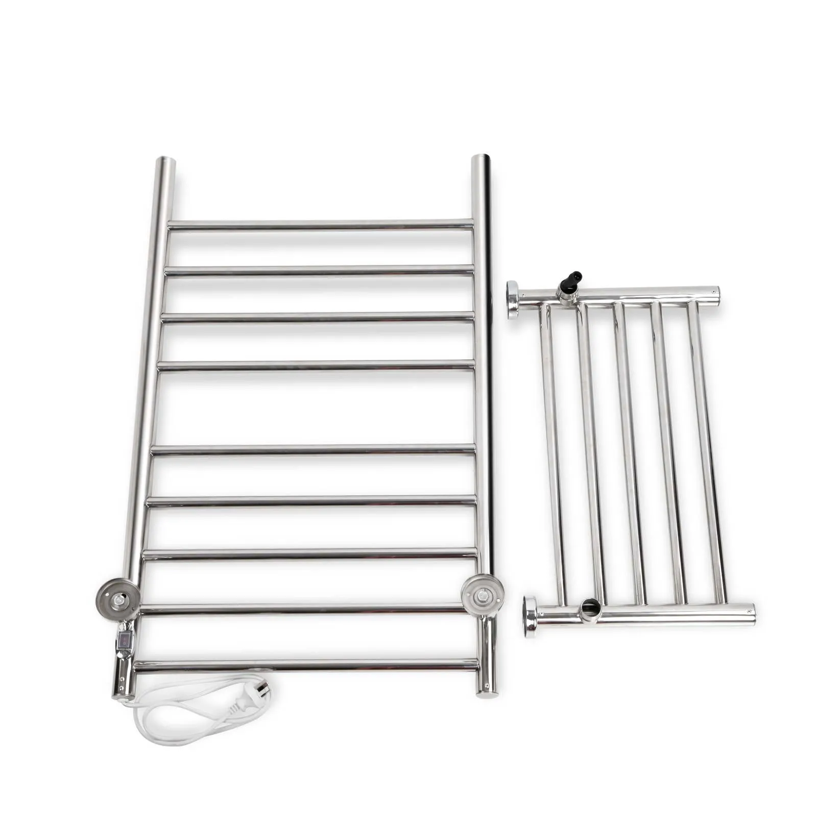 Electric Heated Towel Rail Ladder Warmer 10 Bars Rods Bathroom Shelf