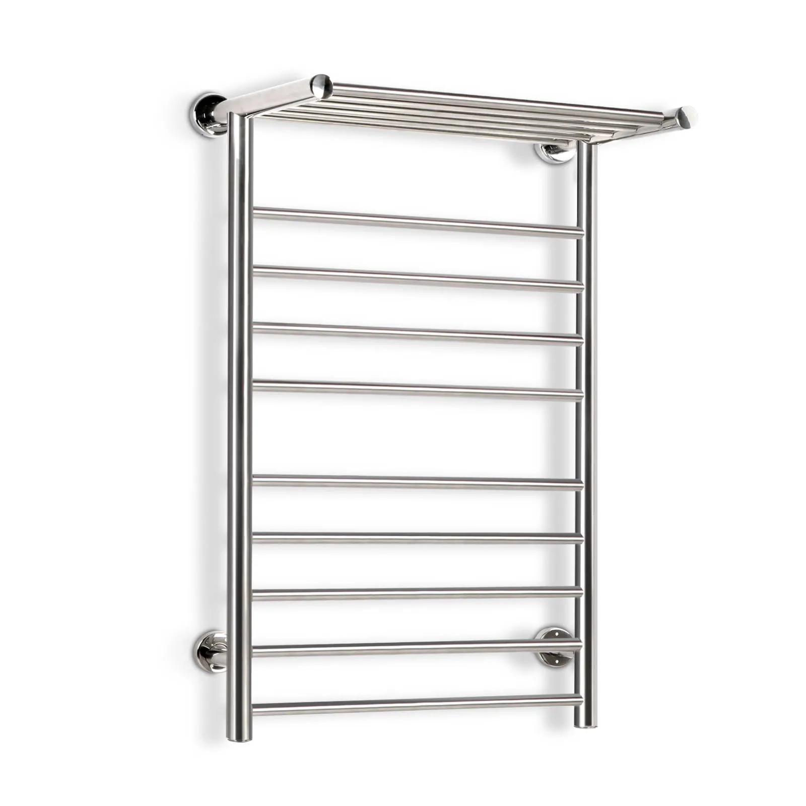 Electric Heated Towel Rail Ladder Warmer 10 Bars Rods Bathroom Shelf