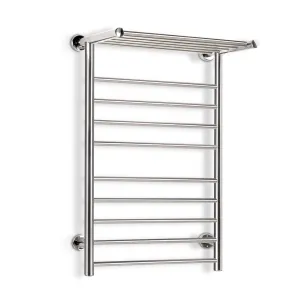 Electric Heated Towel Rail Ladder Warmer 10 Bars Rods Bathroom Shelf