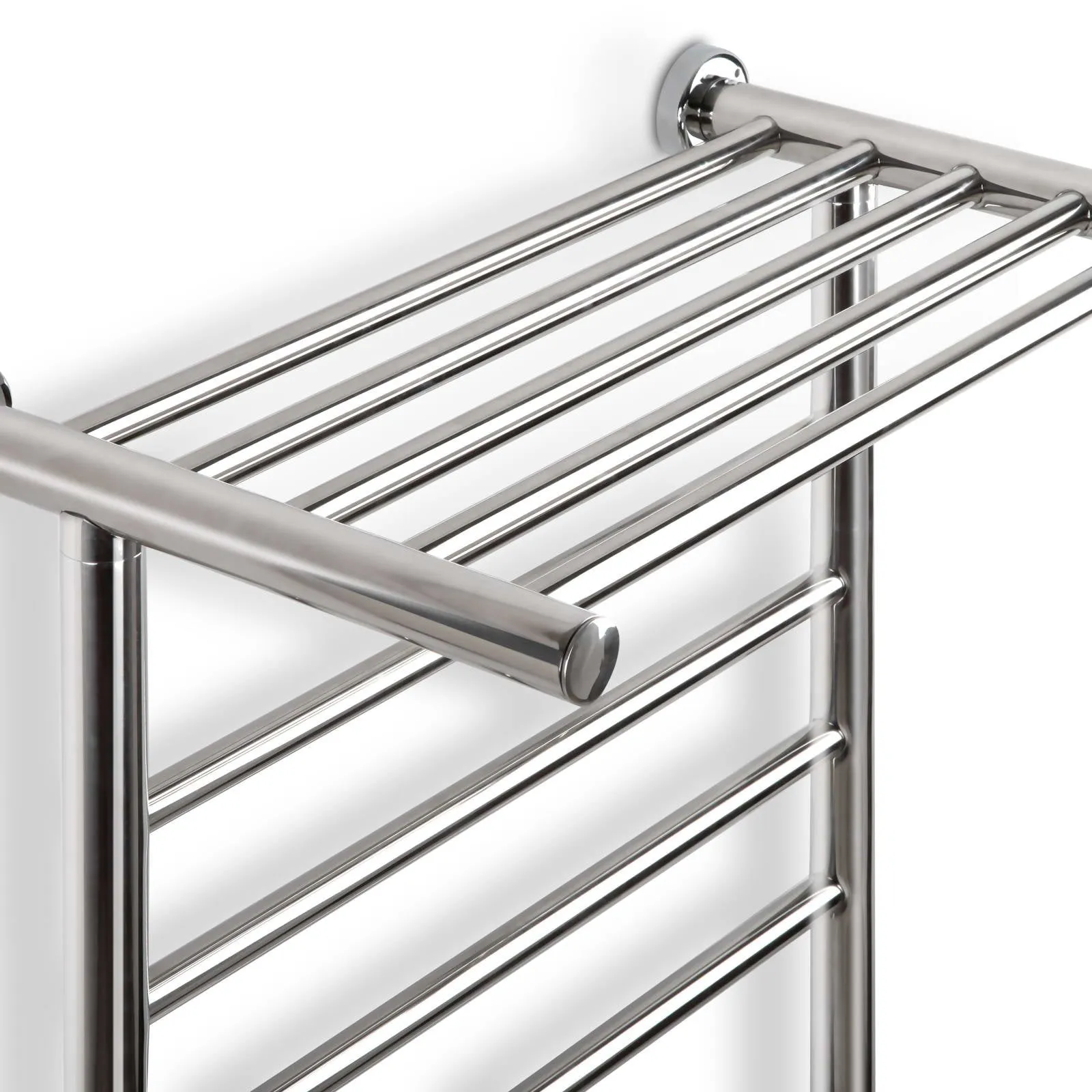 Electric Heated Towel Rail Ladder Warmer 10 Bars Rods Bathroom Shelf
