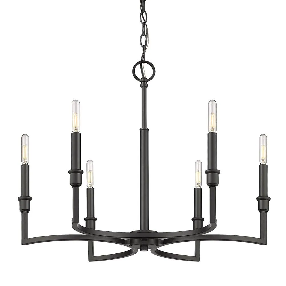 Ellyn 6 lights 25 in. Chandelier Matte Black finish
