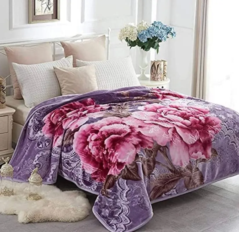 ELSTONE Silky Soft Floral Double Bed Embossed Double PlSilky Mink Blankets for Winters - Embossed Design That Will Enhance Your Room with Vibrant Attractive -Multicolor#10