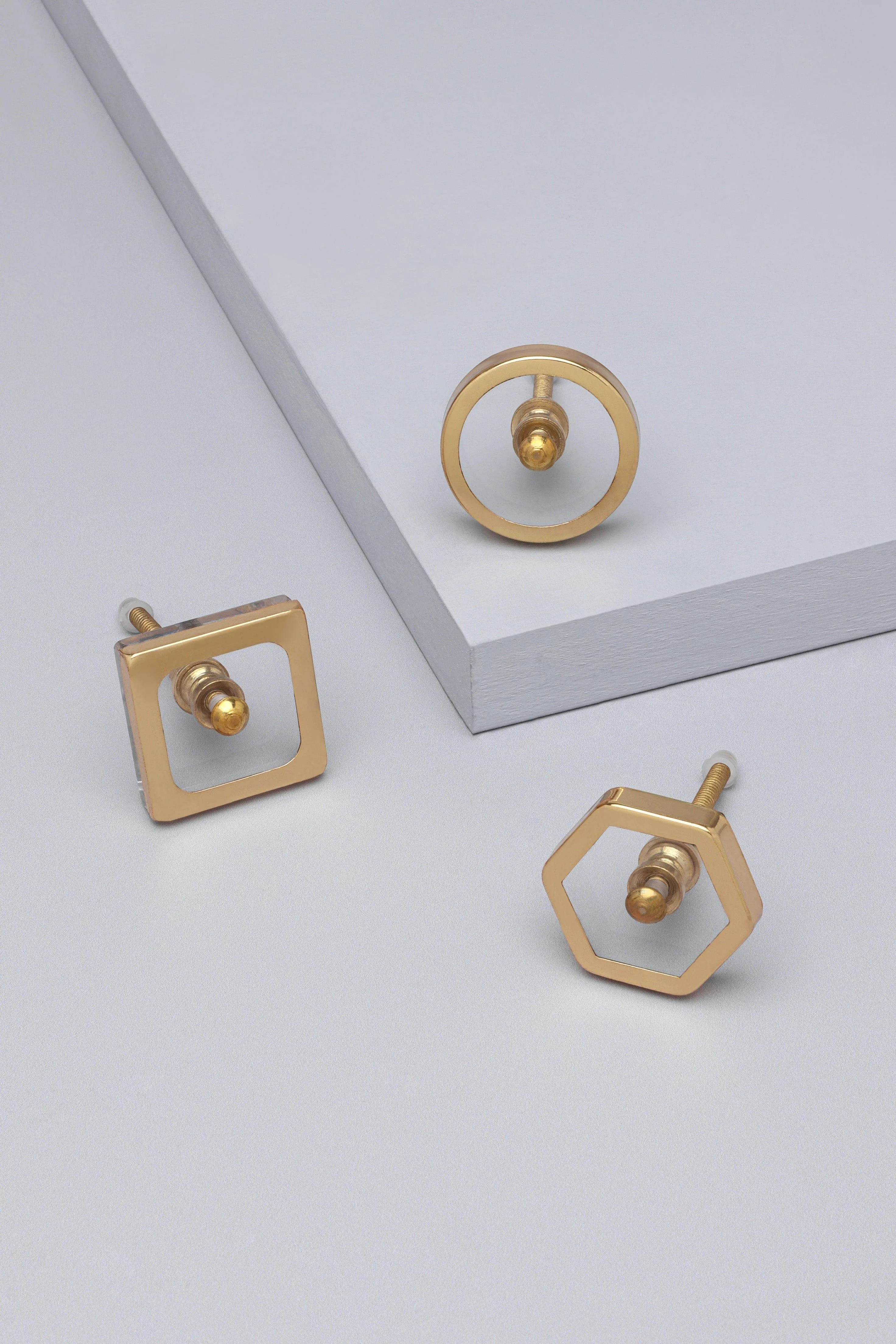Elton Gold Brass Clear Glass Pull Knobs