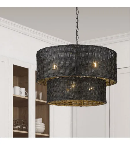 Erma 6 Lights 22 in. Chandelier Matte Black Finish