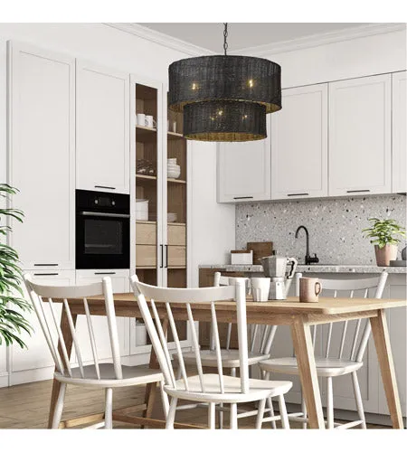 Erma 6 Lights 22 in. Chandelier Matte Black Finish