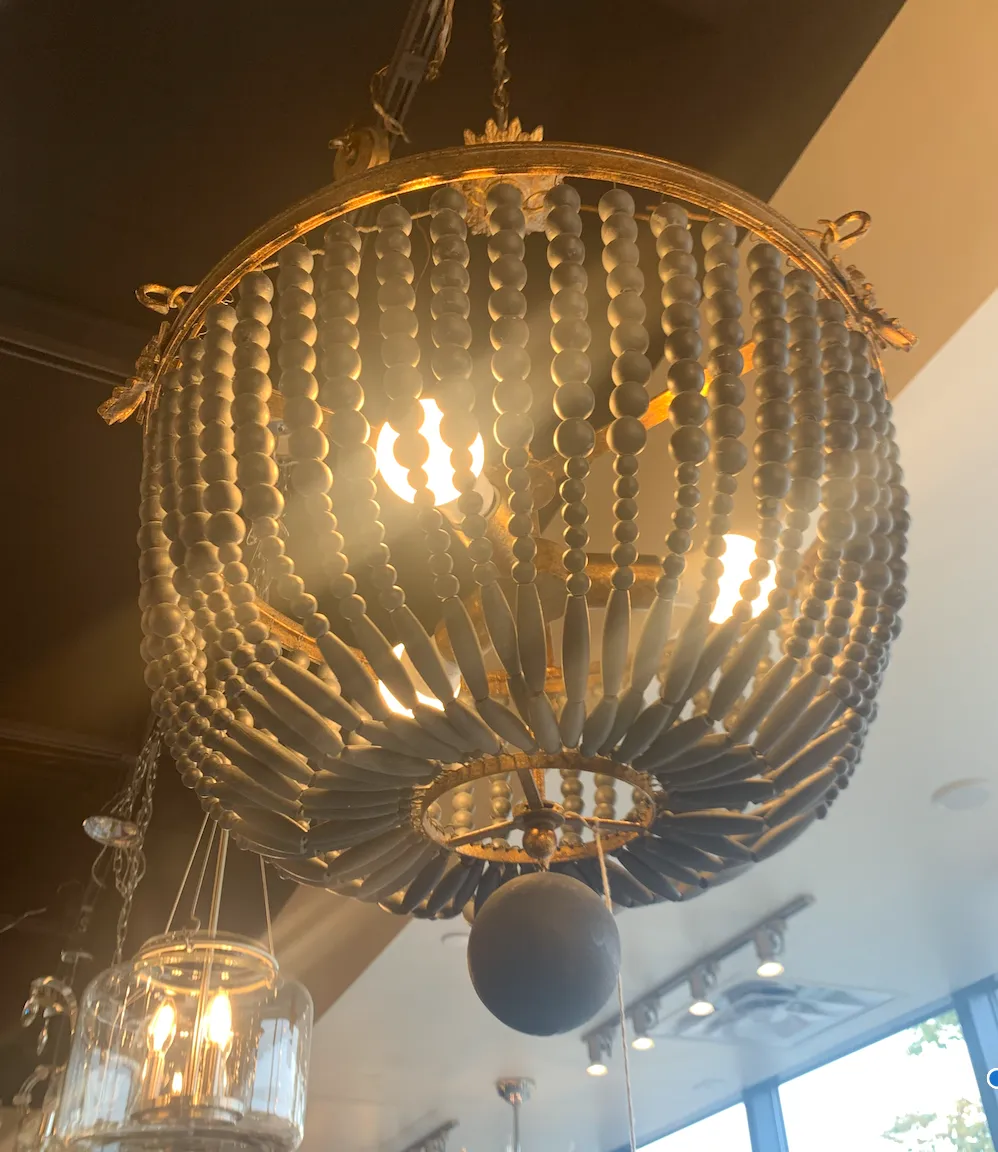 FABIAN WOOD BEAD 3 LIGHT CHANDELIER