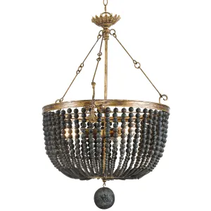 FABIAN WOOD BEAD 3 LIGHT CHANDELIER