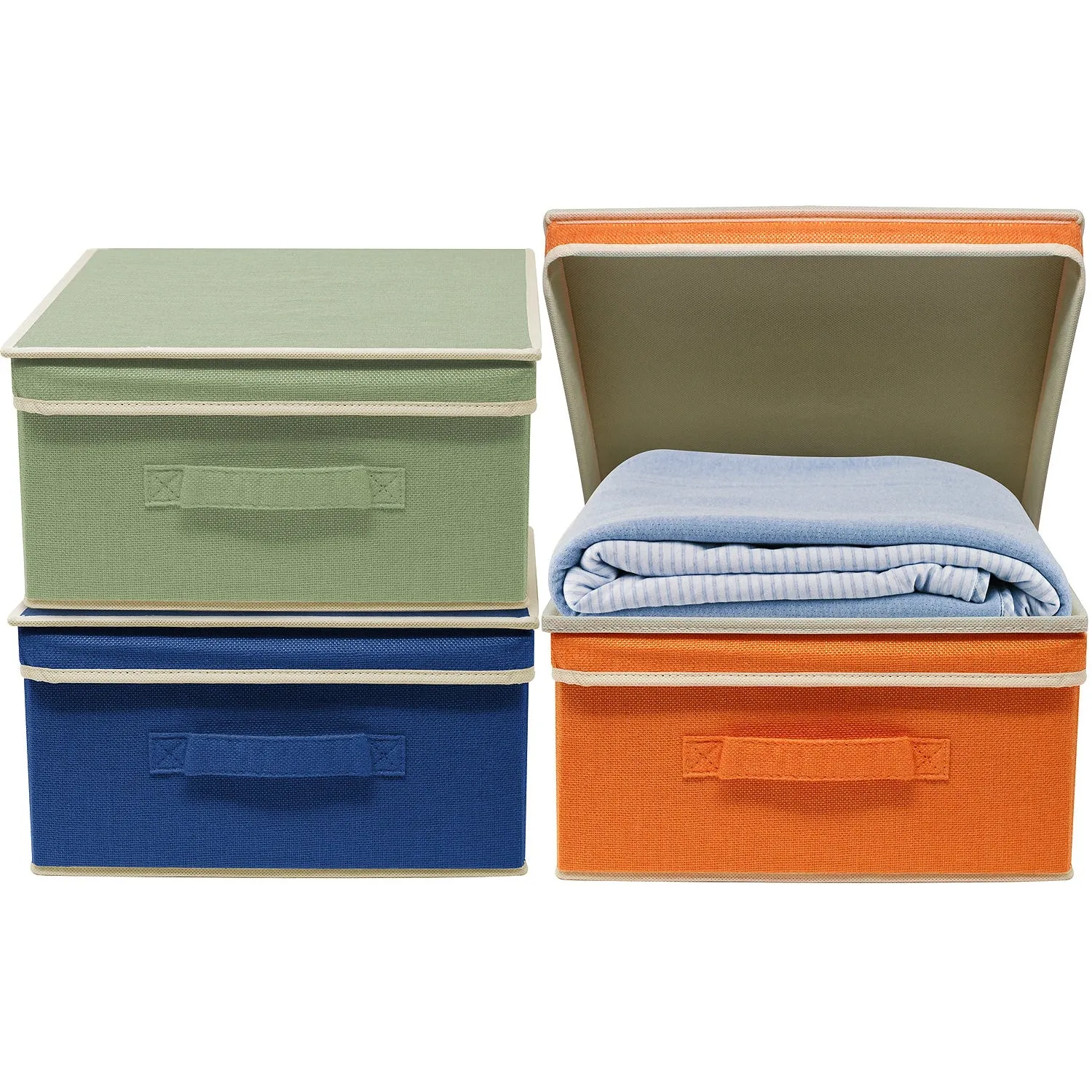 Fabric Storage Bins with Lid (Set of 3)
