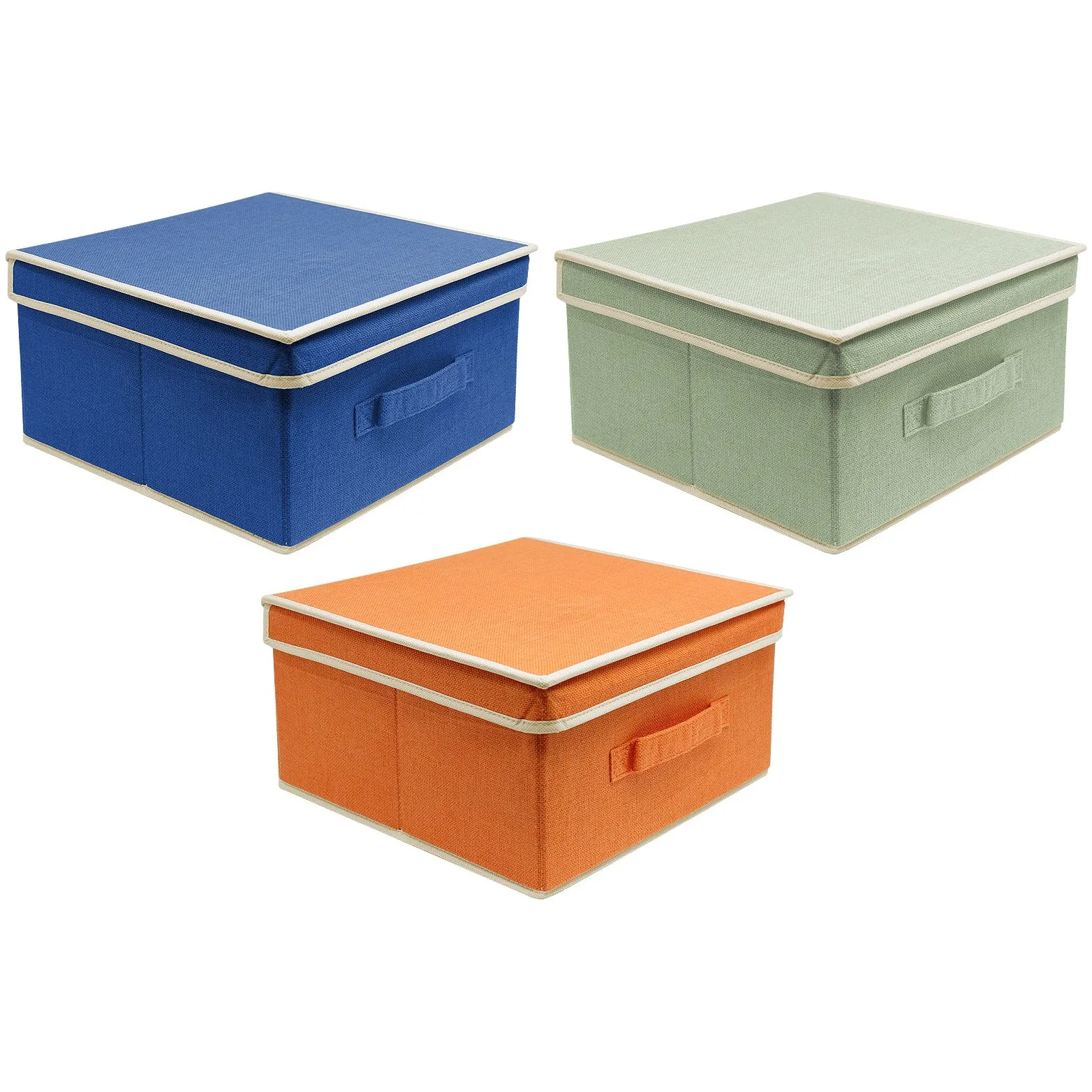 Fabric Storage Bins with Lid (Set of 3)