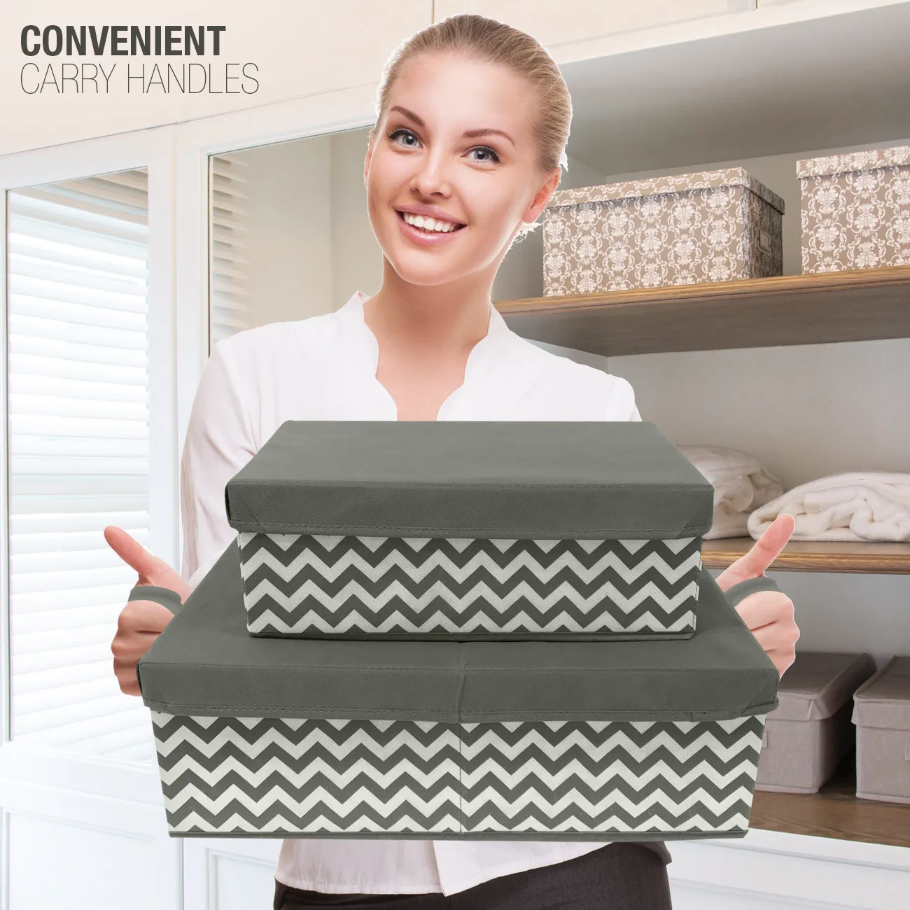 Fabric Storage Organizer Set with Lids (2 Pack)