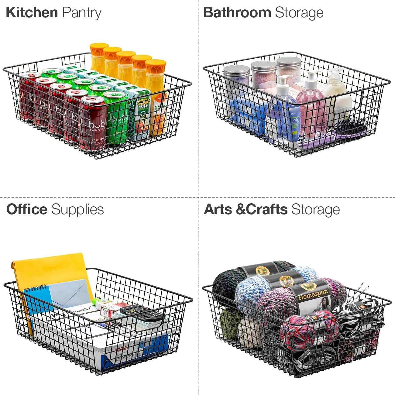 Farmhouse Wire Storage Basket Bins (2 Pack)