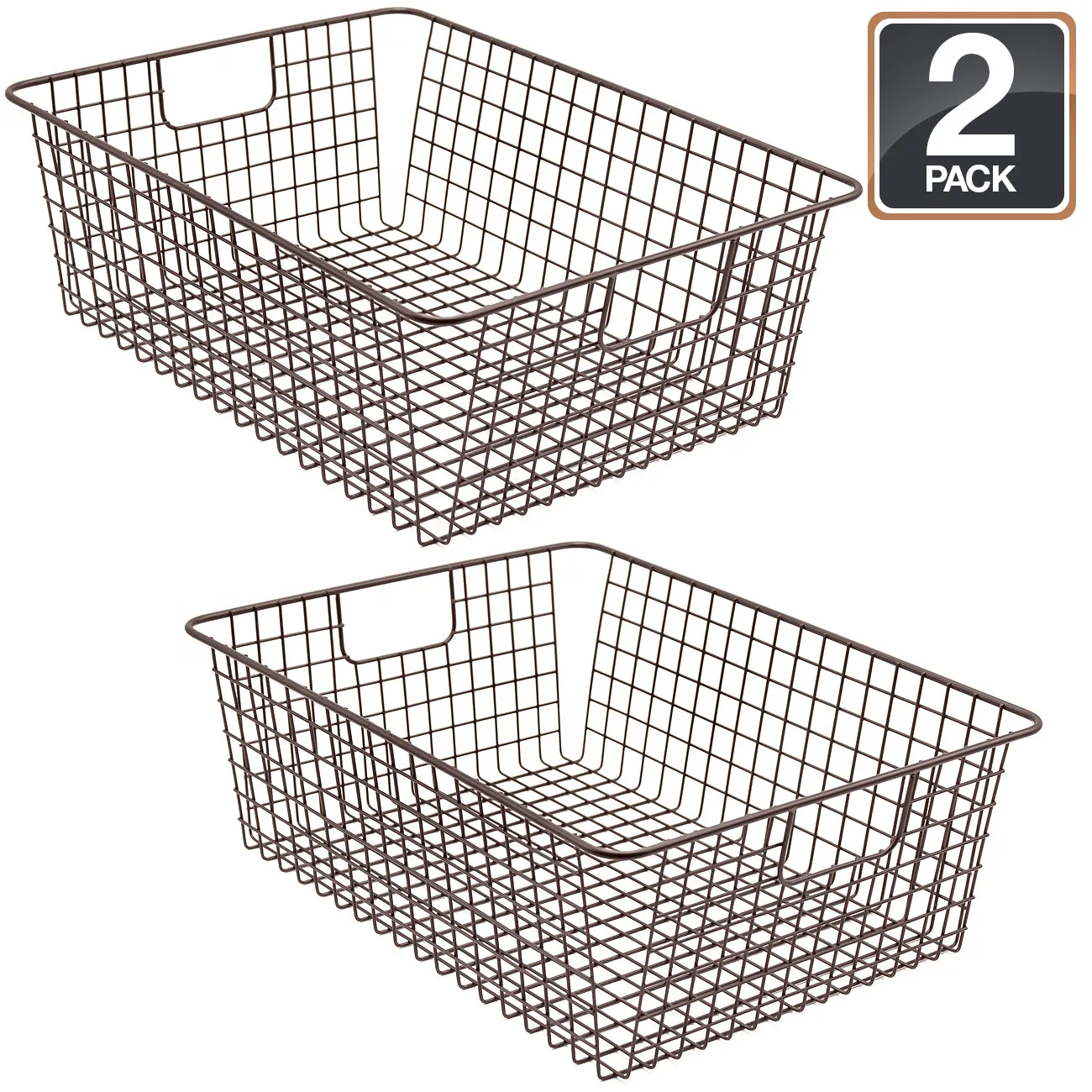 Farmhouse Wire Storage Basket Bins (2 Pack)
