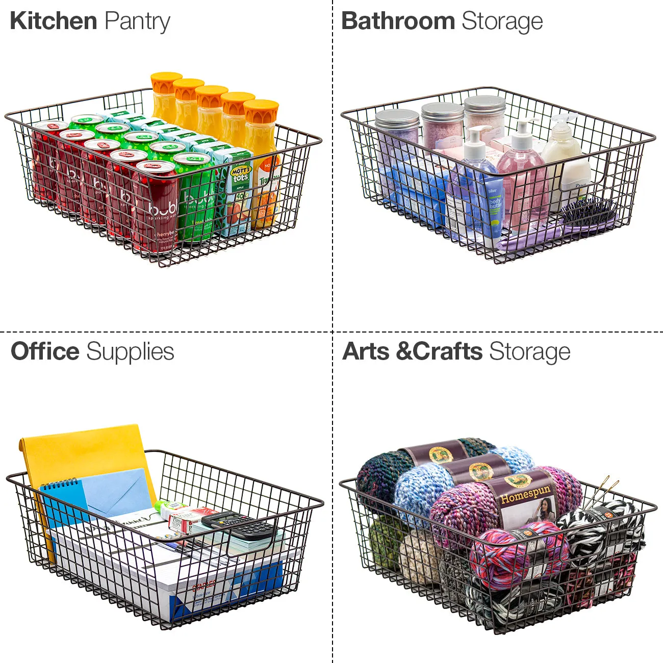Farmhouse Wire Storage Basket Bins (2 Pack)